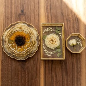 Preserved Flower Coasters Bouquet Preservation Dried Flower in Resin Coasters