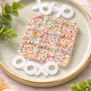 Circus Glitter Travel Size Resin Tic-Tac-Toe Board